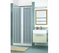 Porta Parete Doccia 100 cm 2 Ante a Soffietto in PVC H185 Caldoni Vens Bianco