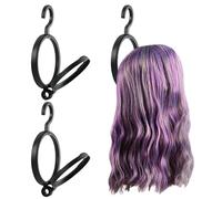 Porta parrucca - Supporto pieghevole per cappelli, resistente e impermeabile 3 ganci per parrucca neri con gancio per porta, parete, armadio, bagno, organizer, sciarpe, borse, cravatte