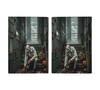 Porta passaporto a tema horror di Halloween, ultra sottile, in pelle PU, organizer per documenti da viaggio, compatto, premium internazionale, per donne e uomini