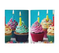 Porta passaporto colorato Happy Birthday Cupcakes custodia protettiva per carte d'identità porta passaporto con slot per passaporti da viaggio portafoglio portadocumenti per donne e uomini