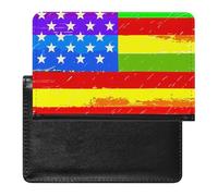 Porta passaporto con bandiera dell'orgoglio arcobaleno americano per uomo donna custodia passaporto in pelle PU portafoglio da viaggio