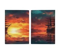 Porta passaporto con barca a vela sull'acqua, ultra sottile, in pelle PU, organizer per documenti da viaggio, compatto, premium, internazionale, per donne e uomini