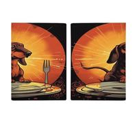 Porta passaporto con bassotto che guarda la targa, ultra sottile, in pelle PU, organizer per documenti da viaggio, compatto, premium internazionale, per donne e uomini