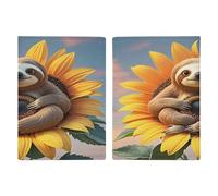 Porta passaporto con bradipo seduto su girasole, ultra sottile, in pelle PU, organizer compatto premium internazionale per passaporto, per donne e uomini