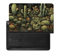 Porta passaporto con cactus verde per documenti di viaggio porta carte di credito in pelle PU minimalista tasca frontale portafoglio moda passaporto portafoglio custodia sottile bifold