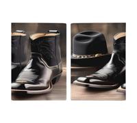 Porta passaporto con cappello nero da cowboy, stivali occidentali, ultra sottile, in pelle PU, organizer per documenti da viaggio, compatto, premium, internazionale, per donne e uomini