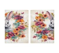 Porta passaporto con coniglio e fiori ad acquerello ultra sottile in pelle PU organizer per documenti da viaggio compatto premium internazionale per passaporto americano copertura per donne uomini