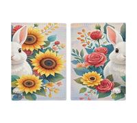 Porta passaporto con coniglio e fiori ad acquerello ultra sottile in pelle PU organizer per documenti da viaggio compatto premium internazionale per passaporto americano copertura per donne uomini