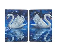 Porta passaporto con due cigni bianchi, ultra sottile, in pelle PU, organizer compatto premium internazionale per passaporto statunitense, per donne e uomini