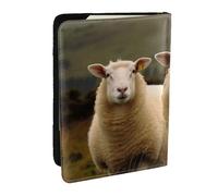 Porta passaporto con due pecore bianche per viaggi, custodia RFID per passaporto, portafoglio in pelle PU, custodia per passaporto carino per donne e uomini