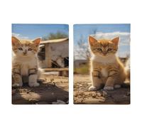 Porta passaporto con due piccoli gatti, ultra sottile, in pelle PU, organizer per documenti da viaggio, compatto, premium, internazionale, per donne e uomini