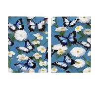 Porta passaporto con farfalle blu e fiori bianchi, ultra sottile, in pelle PU, organizer per documenti da viaggio, compatto, premium, internazionale, per donne e uomini