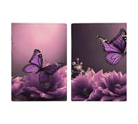 Porta passaporto con fiori e farfalle viola ultra sottile in pelle PU organizer per documenti da viaggio compatto premium internazionale per passaporto americano copertura per donne uomini