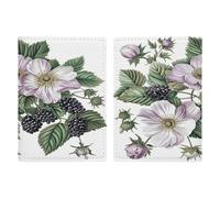 Porta passaporto con fiori e more ultra sottile in pelle PU organizer per documenti da viaggio compatto premium internazionale per passaporto americano copertura per donne uomini