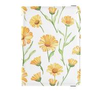 Porta passaporto con fiori gialli chiari e vaccini per documenti di viaggio, organizer per passaporto, essenziale, impermeabile