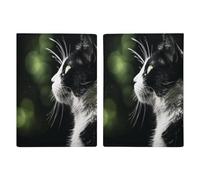 Porta passaporto con gatto bianco e nero, ultra sottile, in pelle PU, organizer compatto premium internazionale per passaporto statunitense, per donne e uomini