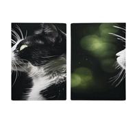 Porta passaporto con gatto bianco e nero, ultra sottile, in pelle PU, organizer compatto premium internazionale per passaporto statunitense, per donne e uomini