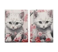 Porta passaporto con gatto e ciliegia, custodia protettiva per passaporto, con slot per passaporti, portafoglio da viaggio per documenti per donne e uomini