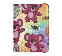 Porta passaporto con koala neri e elementi da discoteca per viaggi con slot per carte di credito RFID porta passaporto porta libri in pelle PU accessori da viaggio per donne uomini