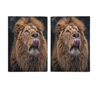 Porta passaporto con leone che attacca la lingua, ultra sottile, in pelle PU, organizer compatto premium internazionale per passaporto statunitense, per donne e uomini