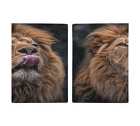 Porta passaporto con leone che attacca la lingua, ultra sottile, in pelle PU, organizer compatto premium internazionale per passaporto statunitense, per donne e uomini