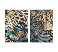 Porta passaporto con leopardo e farfalla, ultra sottile, in pelle PU, organizer compatto premium per passaporto internazionale USA per donne e uomini