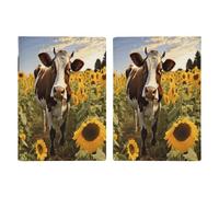 Porta passaporto con mucca in girasoli, ultra sottile, in pelle PU, organizer per documenti da viaggio, compatto, premium internazionale, per donne e uomini
