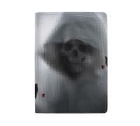 Porta passaporto con occhi di drago verde con scomparti per carte di credito, custodia per passaporto per donne, Nero Bianco Horror Skull Halloween