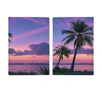 Porta passaporto con palme viola tramonto ultra sottile in pelle PU organizer per documenti da viaggio compatto premium internazionale per passaporto americano custodia per donne uomini