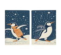 Porta passaporto con pinguino danzante, ultra sottile, in pelle PU, organizer per documenti da viaggio, compatto, premium internazionale, per donne e uomini