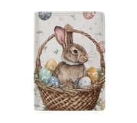 Porta passaporto con scomparti per carte di credito e passaporto, da donna, Coniglietto pasquale seduto nel cestino