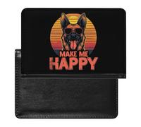 Porta passaporto con scritta "Make Me Happy" con pastore tedesco, sottile, organizer da viaggio per documenti e carte, per donne e uomini, Stile:, Taglia unica, MHXYZHW