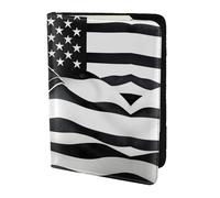 Porta passaporto con stampa bandiera americana in bianco e nero per viaggi Must Have, custodia per passaporto per accessori da viaggio per donne e uomini, Nero, One Size