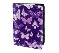 Porta passaporto con stampa floreale con farfalle viola per viaggio Must Have, custodia per passaporto per accessori da viaggio per donne e uomini, Nero, One Size