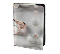 Porta passaporto con stampa in marmo bianco oro rosa per viaggio Must Have, custodia per passaporto per accessori da viaggio per donne e uomini, Nero, One Size