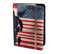 Porta passaporto con stampa patriottica dei soldati militari americani per il viaggio indispensabile, custodia per passaporto per accessori da viaggio per donne e uomini, Nero , Taglia unica