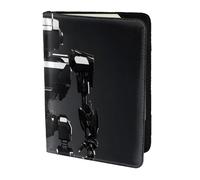 Porta passaporto con stampa robot nero, essenziale da viaggio, portafoglio antifurto per carte e passaporto, dimensioni adatte a tutti i passaporti standard