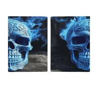 Porta passaporto con teschio blu con stampa 3D ultra sottile in pelle PU organizer per documenti da viaggio compatto premium internazionale per passaporto americano copertura per donne uomini