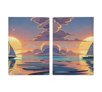 Porta passaporto con tramonto e barca a vela, ultra sottile, in pelle PU, organizer compatto premium internazionale per passaporto statunitense, per donne e uomini