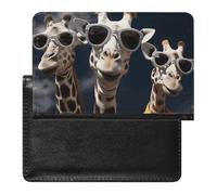 Porta passaporto con tre giraffe che indossano occhiali da sole, custodia per passaporto, compatta, leggera, impermeabile, portatile, elegante, accessorio da viaggio per donne e uomini