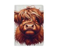 Porta passaporto da donna in pelle da viaggio passaporto portafoglio organizzatore, Faccia di mucca delle Highland