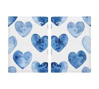 Porta passaporto da viaggio a forma di cuore blu disegnato a mano con slot per carte di credito e carta d'imbarco porta passaporto libro per passaporti carte di credito carte d'imbarco