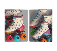 Porta passaporto da viaggio colorato con pattini a rotelle, con scomparti per carte di credito e carta d'imbarco, organizer per documenti d'identità e documenti di famiglia (20 x 13 cm)