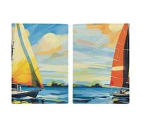 Porta passaporto da viaggio con barca a vela colorato con slot per carte di credito e carta d'imbarco, porta passaporti, carte di credito, carte d'imbarco