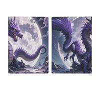 Porta passaporto da viaggio con drago viola, con scomparti per carte di credito e carta d'imbarco, porta passaporti, carte di credito, carte d'imbarco