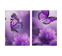Porta passaporto da viaggio con farfalle e fiori viola, con scomparti per carte di credito e carta d'imbarco, porta passaporti, carte di credito