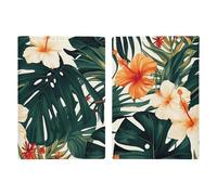 Porta passaporto da viaggio con foglie di palma tropicale estivo, con scomparti per carte di credito e carta d'imbarco, porta passaporti, carte di credito, carte d'imbarco