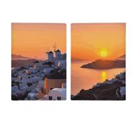 Porta passaporto da viaggio con isola della Grecia, con scomparti per carte di credito e carta d'imbarco, per documenti d'identità e famiglia (20 x 13 cm)