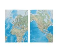 Porta passaporto da viaggio con mappa del mondo, con scomparti per carte di credito e carta d'imbarco, organizer da viaggio per documenti d'identità di famiglia (20 x 13 cm)