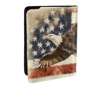 Porta passaporto da viaggio con motivo a griglia irregolare, custodia per passaporto, per uomini e donne, organizer per documenti e carte di credito, Aquila allargando le ali, Taglia unica